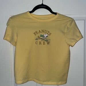 Peanuts Yellow Embriodered Snoopy Kids T-Shirt